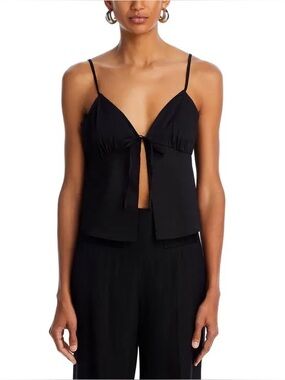 Wayf Black Tie-Front Crop Top